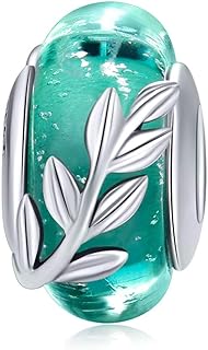 Murano Glass Bead Bracelets for Women with Silver Ocean Charm