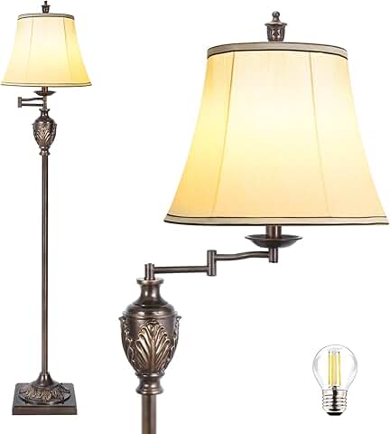 Vintage LED Floor Lamp with Adjustable Swing Arm