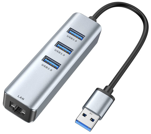 USB 3.0 to Ethernet and 3-Port USB Hub for Windows, Mac, Linux