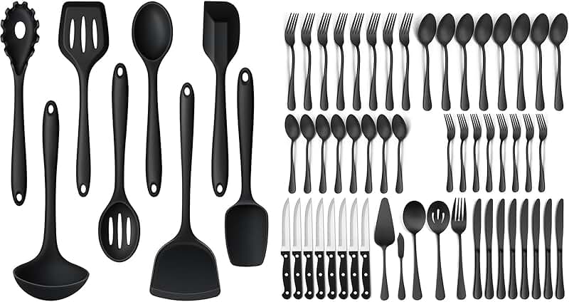 34-Piece Silicone Kitchen Utensil Set with Grater and Wood Handles