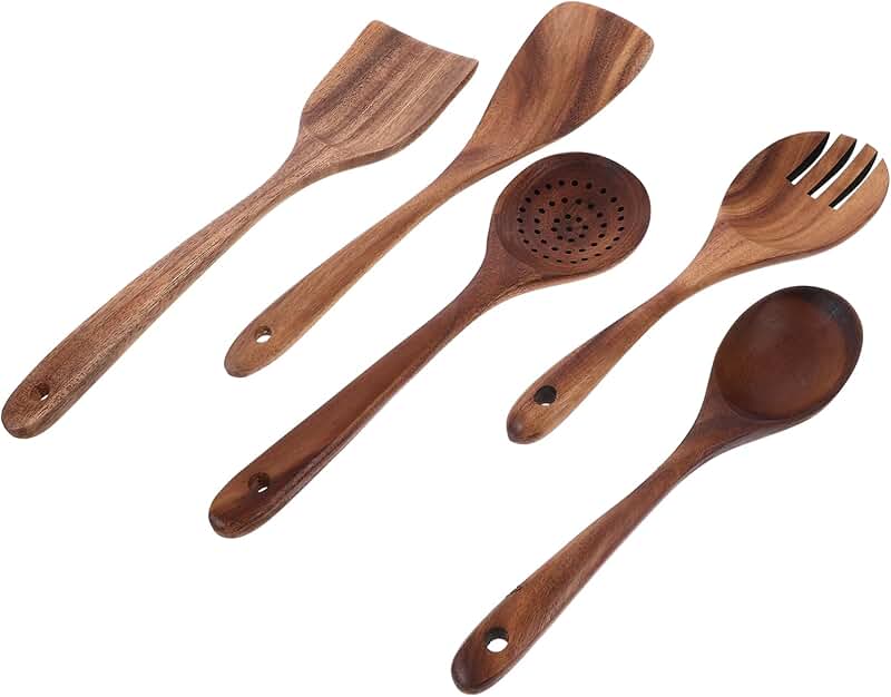 Wood Cooking Utensils Set for Everyday Kitchen Use