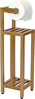 Solid Teak Toilet Paper Holder with Shelf