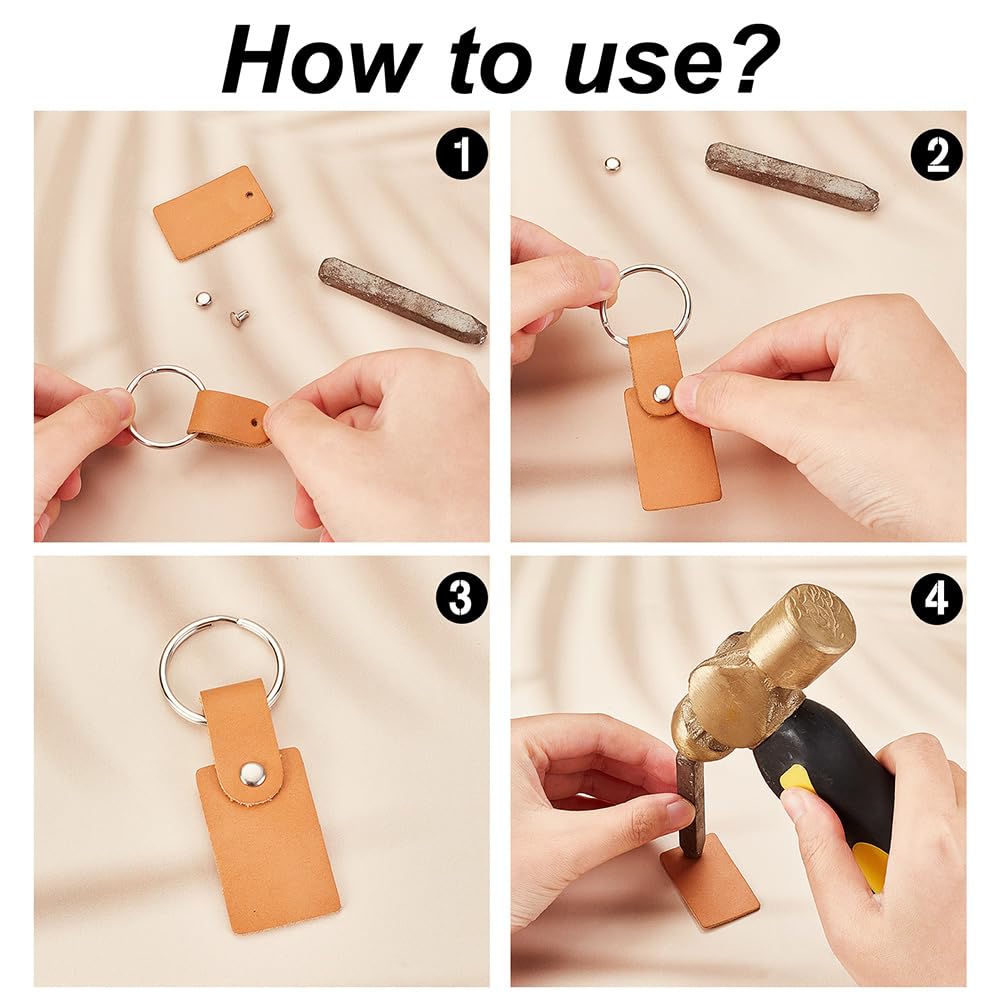Leather Keychain Kit 48Pcs/16 Sets with Leather Tags and Rings