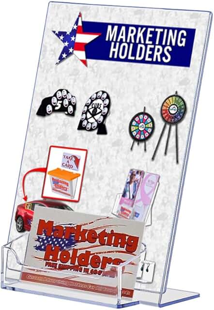 Clear acrylic sign holder with business card pocket
