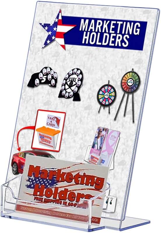 Clear acrylic sign holder with business card pocket