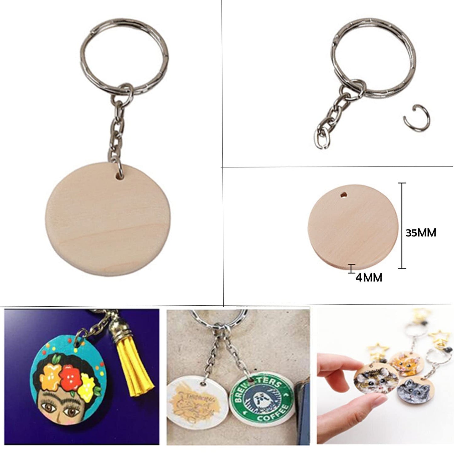 50-Piece Wooden Keychain DIY Crafting Set