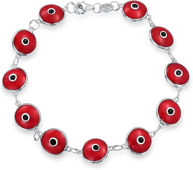 Red Glass Evil Eye Bracelet for Women and Teens
