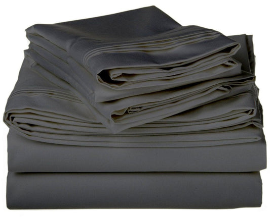 Hotel Bedding Product 500-Thread-Count 100% Cal King 4 Piece Sheet Set with 23" Deep Pocket Fitted Sheet, Dark Gray