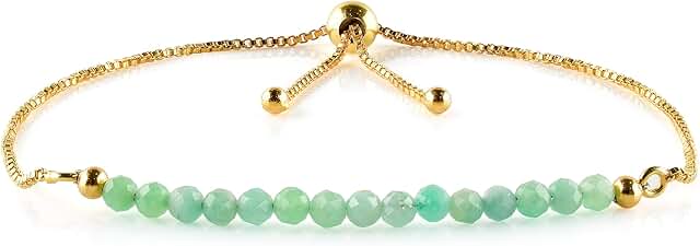 Beaded Gemstone Bracelet for Women with Adjustable Chain