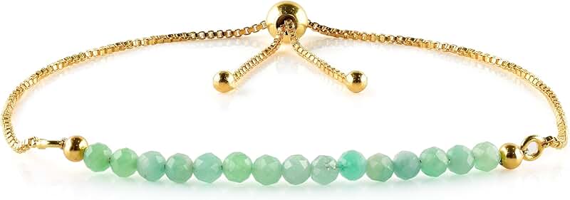 Beaded Gemstone Bracelet for Women with Adjustable Chain