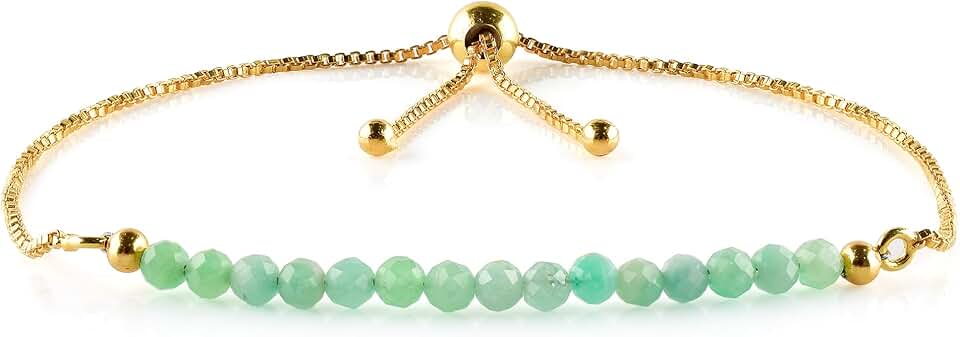 Beaded Gemstone Bracelet for Women with Adjustable Chain