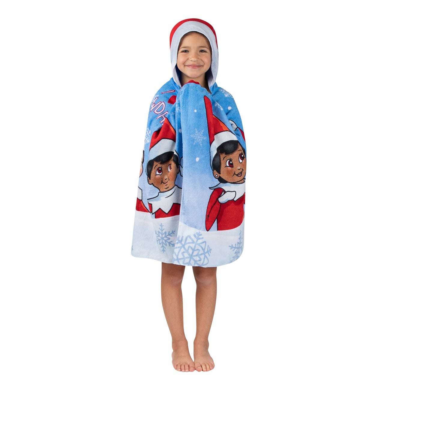 Elf On The Shelf Holiday Ki Pool/Beach Soft Cotton Terry Hooded Towel Wrap, 24 in x 50 in