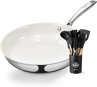 Scratch-Resistant Silicone Utensils and Non-Toxic Skillet Set