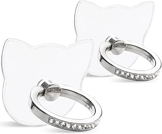 Two Clear Diamond Phone Ring Holders with 360° Rotation