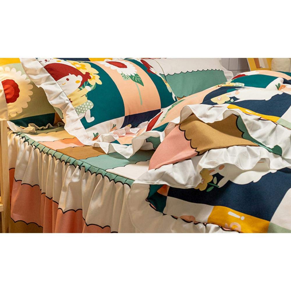 Three-Piece Rural Style Cotton Double Bed Single Three-Piece Small Fresh Pure Cotton Quilt Cover Bed Skirt