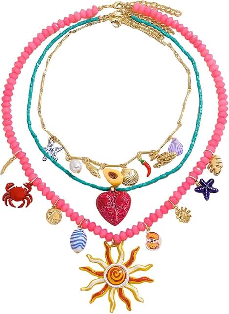 Bohemian Beaded Necklace with Sea Life Pendant