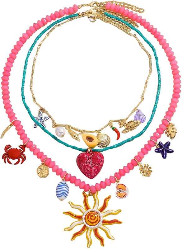 Bohemian Beaded Necklace with Sea Life Pendant