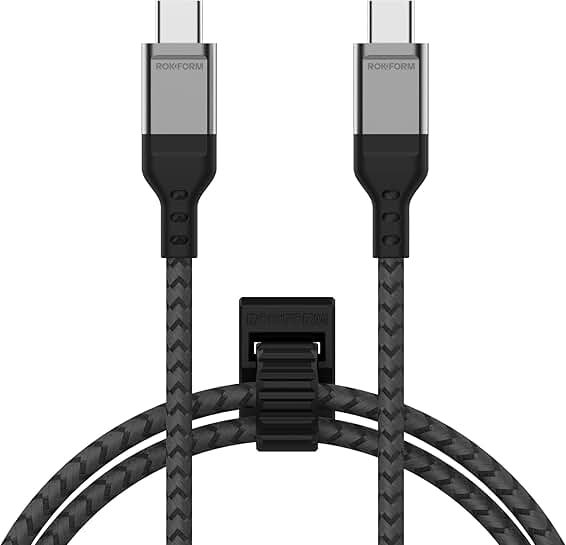 100W USB-C Fast Charging Cable, 1m, Braided, Black and Grey