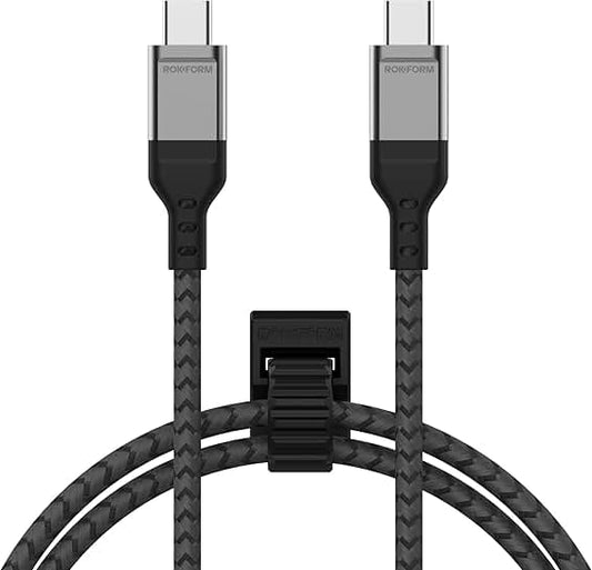 100W USB-C braided charging cable, 1 meter, black and grey