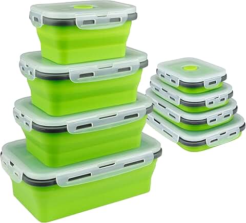 4-Pack Collapsible Silicone Food Containers with Lids