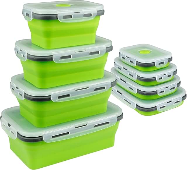 4-Pack Collapsible Silicone Food Containers with Lids