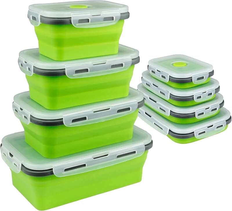 4-Pack Collapsible Silicone Food Containers with Lids