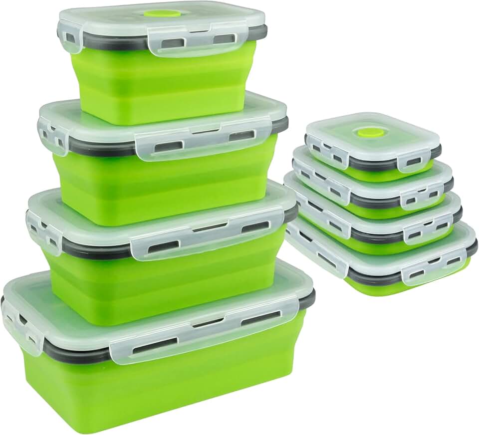 4-Pack Collapsible Silicone Food Containers with Lids