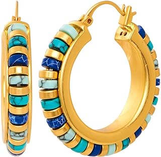 Vintage Turquoise Hoop Earrings for Women