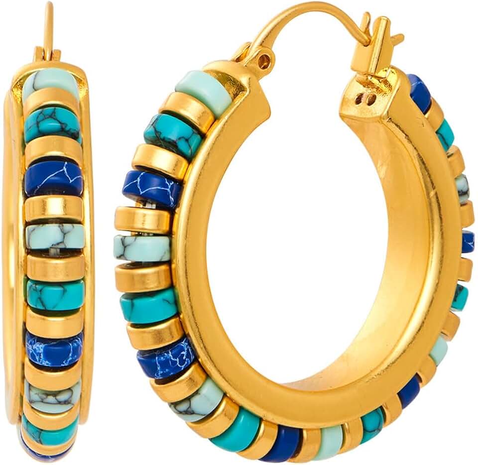 Vintage Turquoise Hoop Earrings for Women