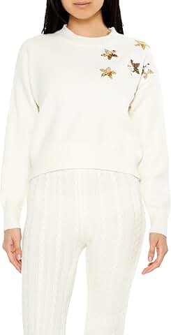 Women's Sequin Star Drop-Sleeve Sweater