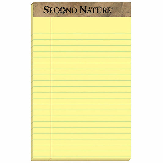 Recycled Legal Pads, 5 x 8, Canary, 50 Sheets, Pack of 12