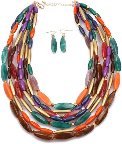 Handmade Ethnic Jewelry Set with Necklace and Earrings