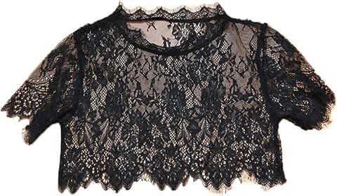 Lace Crop Top with Detachable False Collar