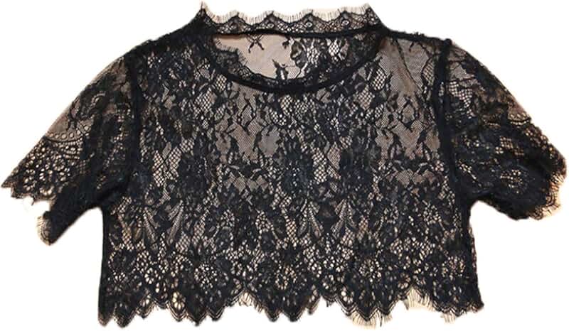 Lace Crop Top with Detachable False Collar