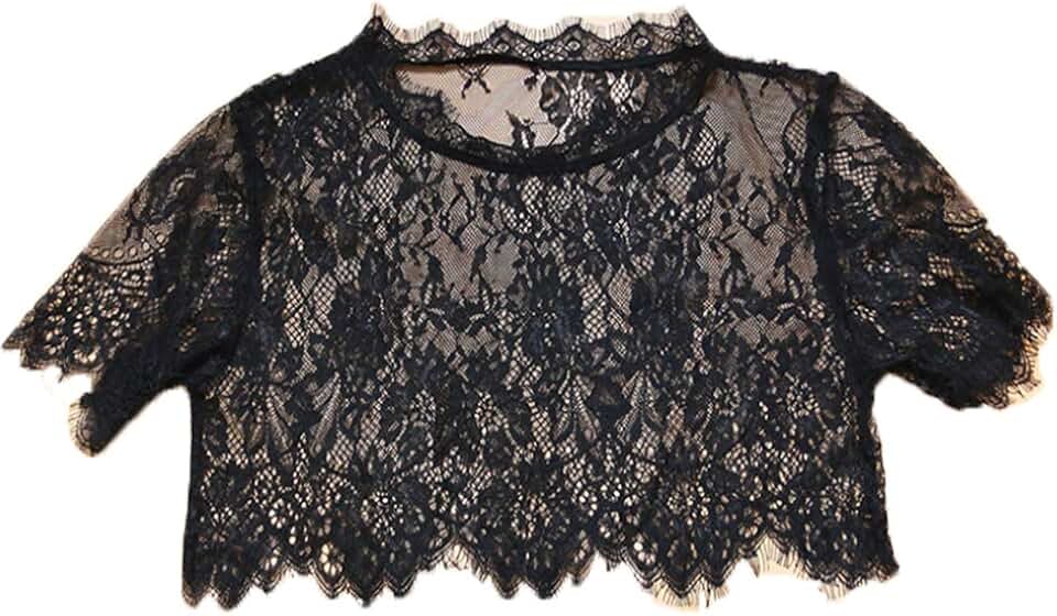 Lace Crop Top with Detachable False Collar