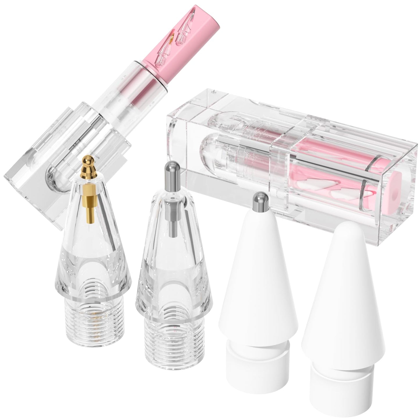 Pink metal replacement tips for Apple Pencil with storage box