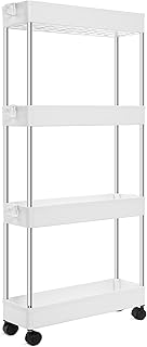 Slim 4-Tier Rolling Storage Cart with Lockable Wheels