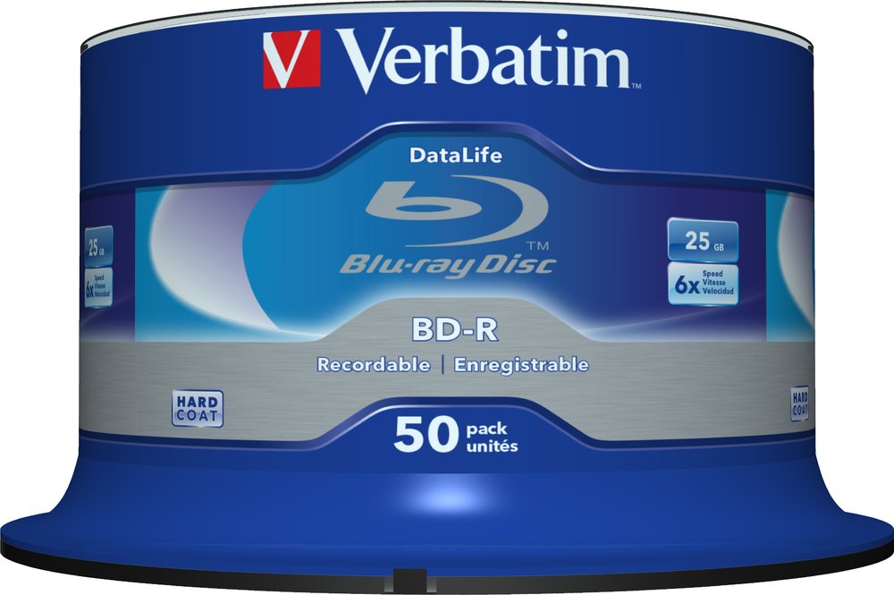 BD-R SL Datalife - Blu-ray Disc 25GB, 6X Burning Speed, Scratch Protection, 50-Pack Spindle