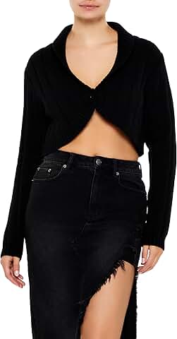 Women's Cropped Ribbed Knit Cardigan