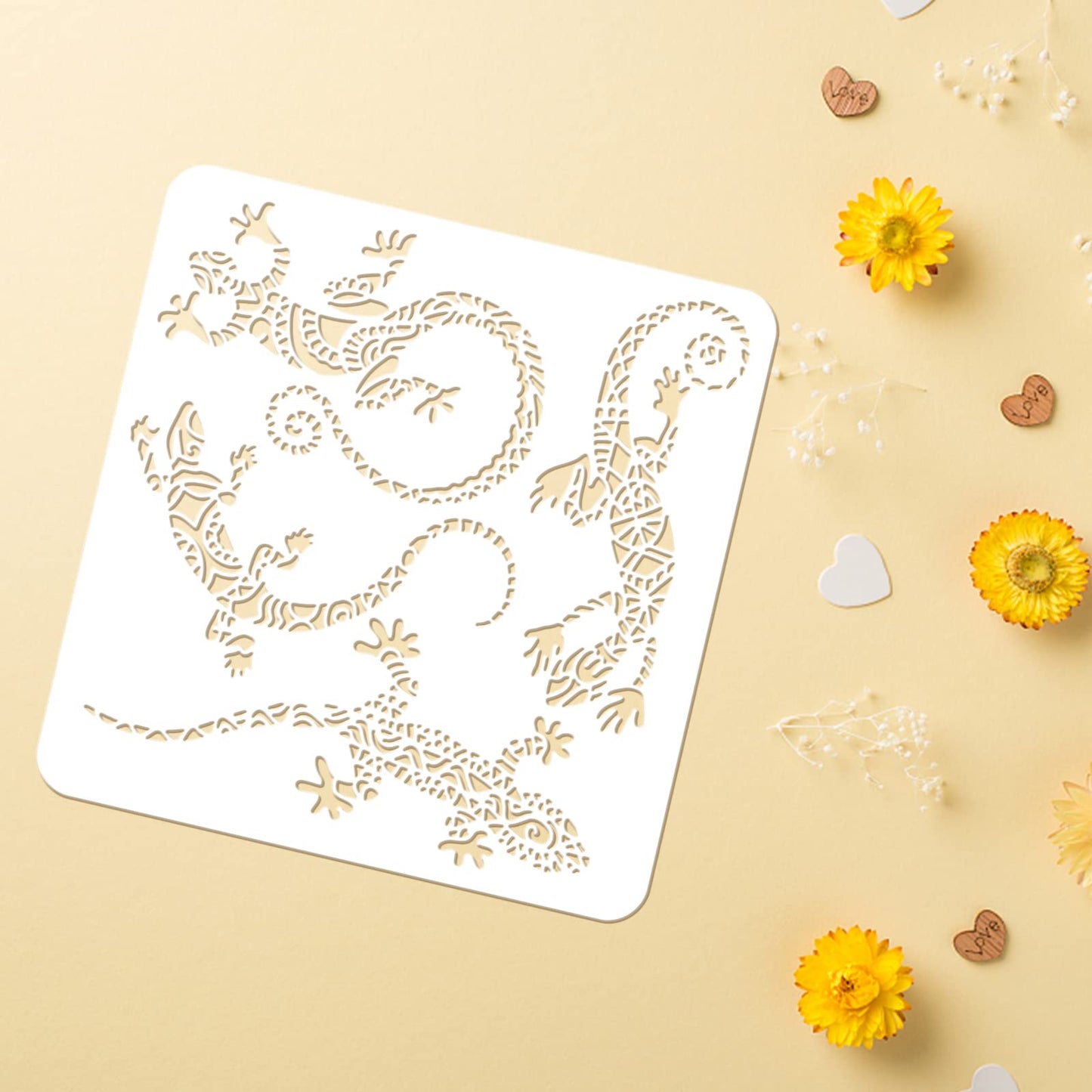 11.8x11.8 Inch Plastic Lizard Pattern Painting Stencil