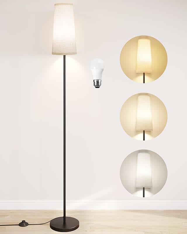 Tall Floor Lamp with 9W LED and 3 Color Settings
