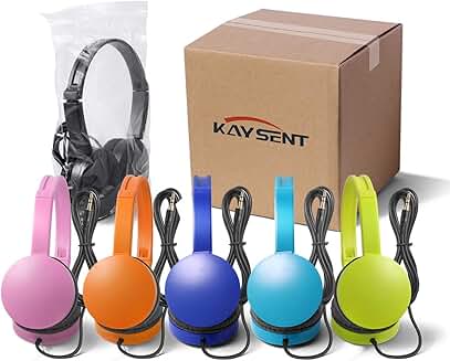 Kids' Classroom Headphones, 24 Pack, Multi-Color