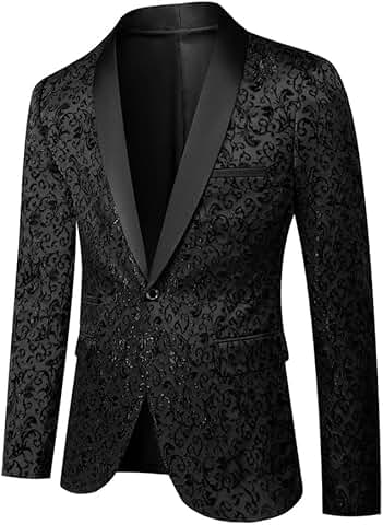 Men's Floral Jacquard Dress Suit Jacket