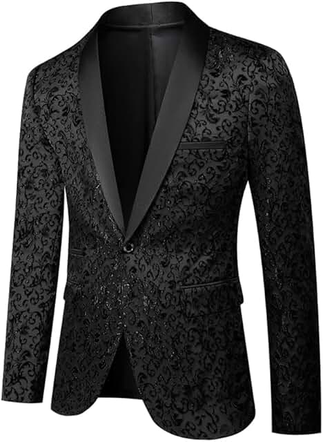 Men's Floral Jacquard Dress Suit Jacket
