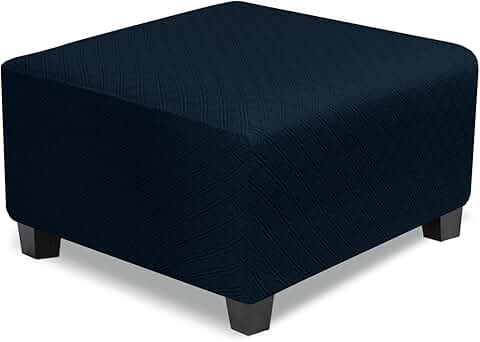 Large navy blue stretch square ottoman cover