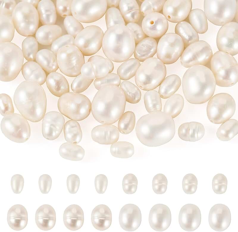 75 Natural Freshwater Pearl Beads for Jewelry Making