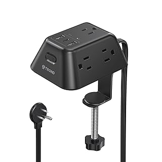 Desk Clamp Power Strip with Outlets and USB Ports