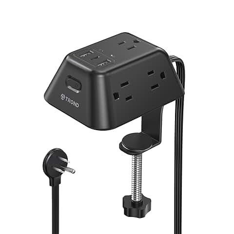 Desk Clamp Power Strip with Outlets and USB Ports