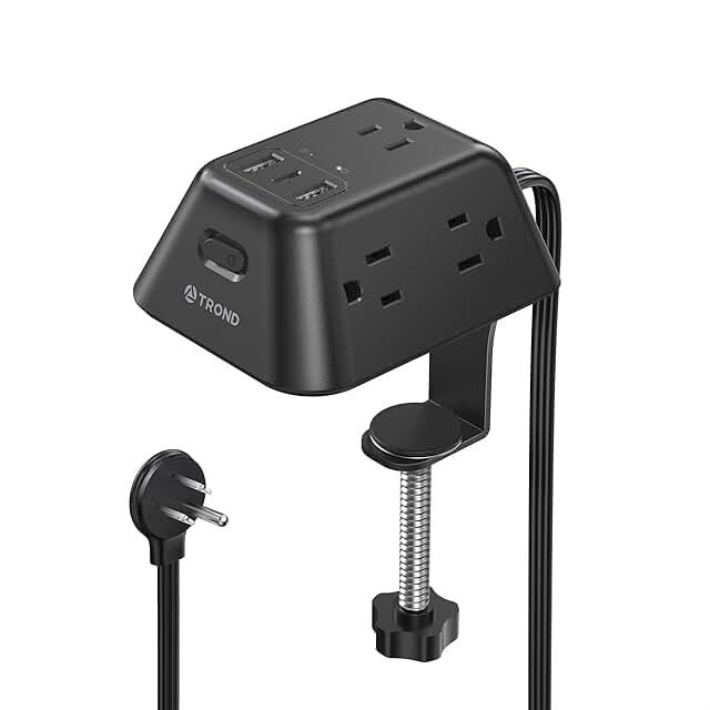 Desk Clamp Power Strip with Outlets and USB Ports