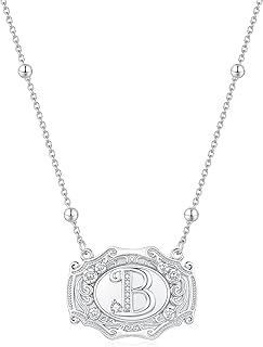 Initial Flower Pendant Necklace for Women